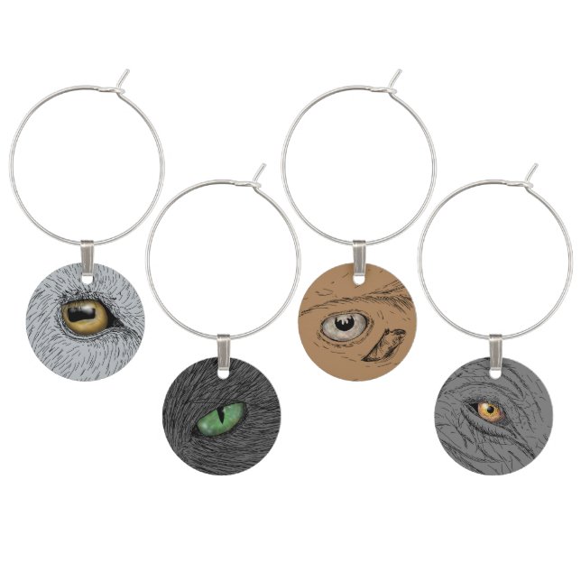 Animals Eyes Set 2 Wine Charm (Staggered)