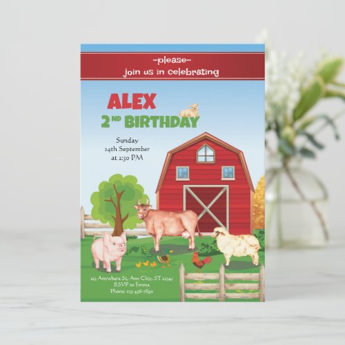 Animals Farm Birthday Invitation Barnyard Birthday