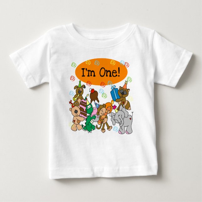 Animals First Birthday Baby T-Shirt (Front)