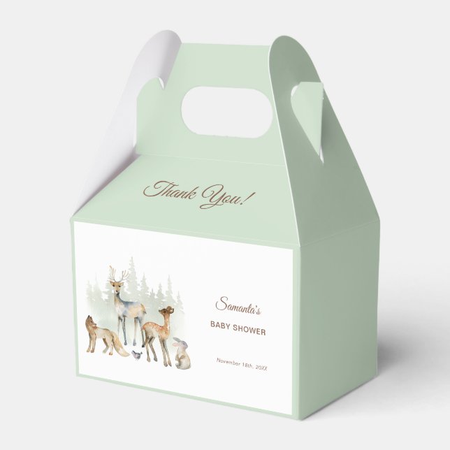 Animals Forest Woodland Baby Shower Favor Boxes (Front Side)