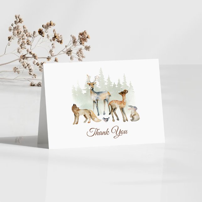 Animals Forest Woodland Baby Shower Thank You Card (Creator Uploaded)