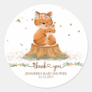 Animals Fur Fox Family Thank you Classic Round Sticker