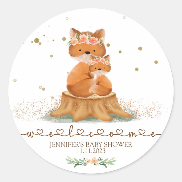 Animals Fur Fox Family Welcome Classic Round Sticker