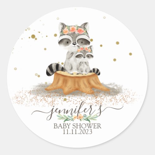 Animals Fur Raccoon Family Favor Classic Round Sticker