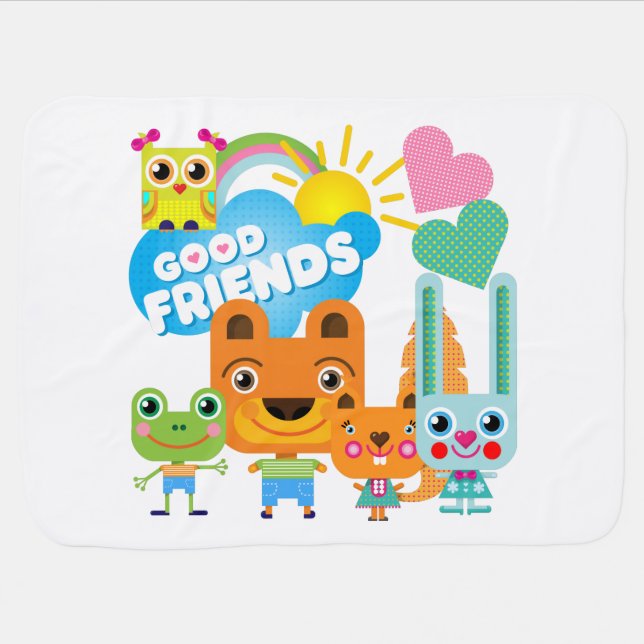 Animals Good Friends Baby Blanket (Horizontal)