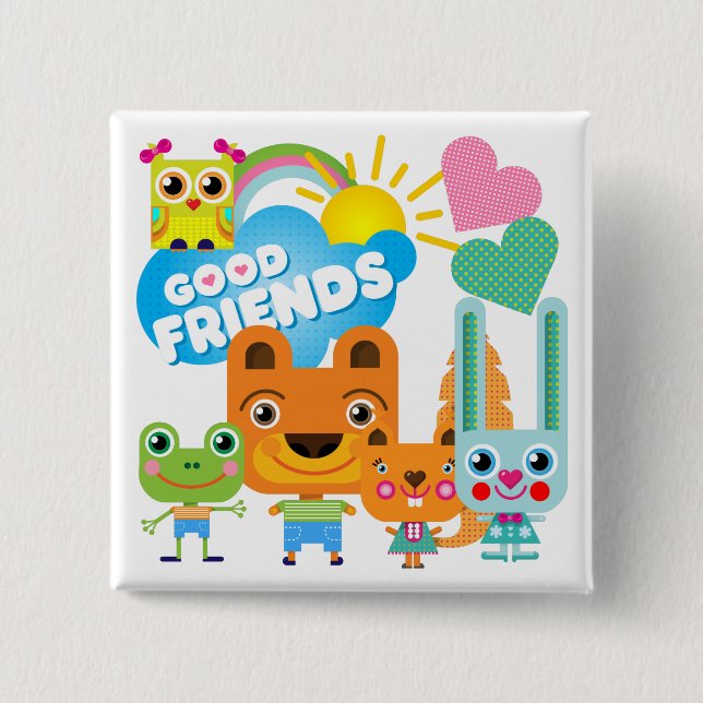 Animals Good Friends Button (Front)