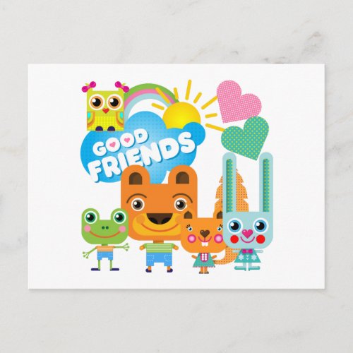 Animals Good Friends Postcard
