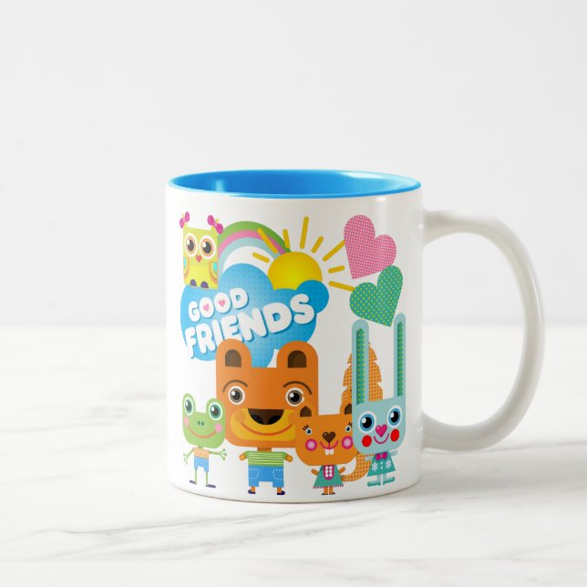 Animals Good Friends Two-Tone Coffee Mug (Right)
