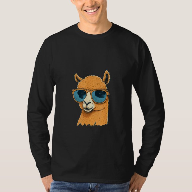 Animals Graphic  Alpaca Wearing Sunglasses 4 T-Shirt (Front)
