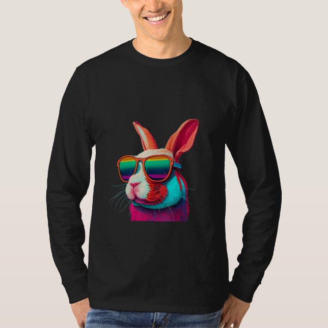 Animals Graphic  Bunny Wearing Sunglasses 3 T-Shirt (Front)