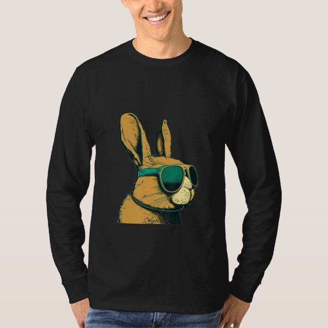 Animals Graphic  Bunny Wearing Sunglasses T-Shirt (Front)