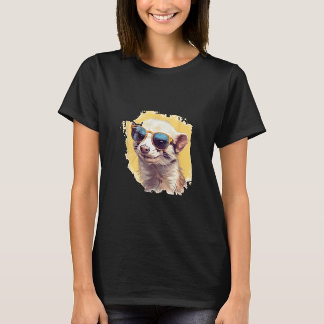 Animals Graphic  Ferret Wearing Sunglasses 2 T-Shirt (Front)