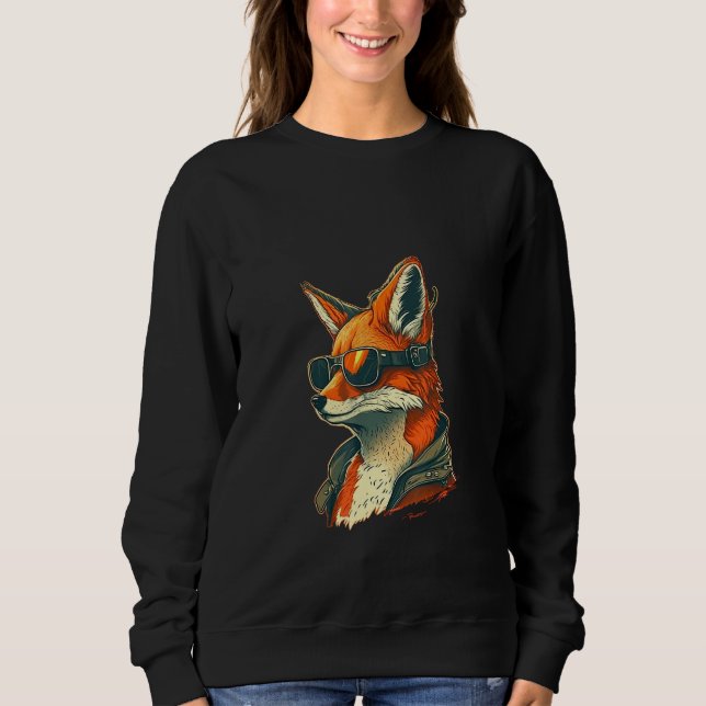 Animals Graphic  Fox Wearing Sunglasses 5 Sweatshirt (Front)