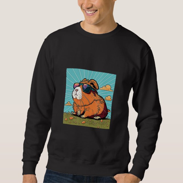 Animals Graphic  Guinea Pig Wearing Sunglasses 1 Sweatshirt (Front)