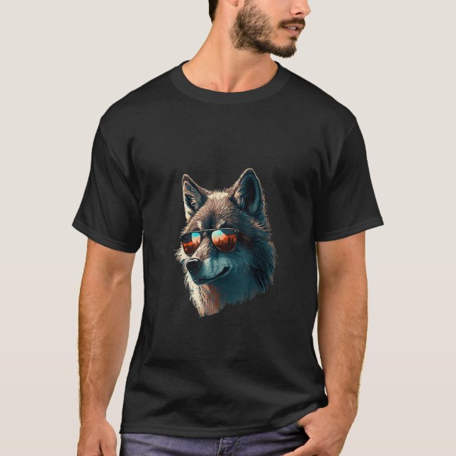 Animals Graphic  Wolf Wearing Sunglasses 4 T-Shirt (Front)