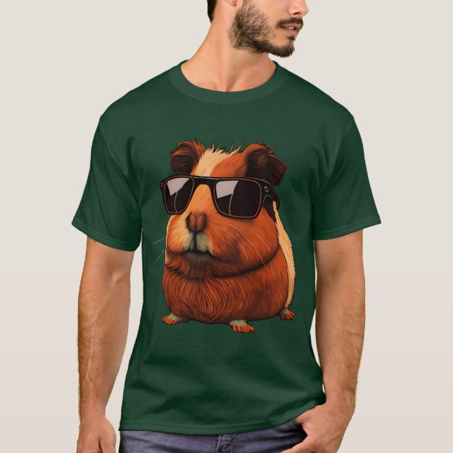 Animals Guinea Pig Wearing Sunglasses T-Shirt (Front)