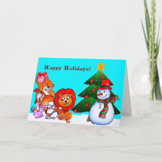 Animals Happy Holidays Card