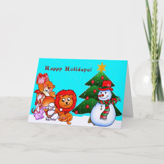 Animals Happy Holidays Card (Front)