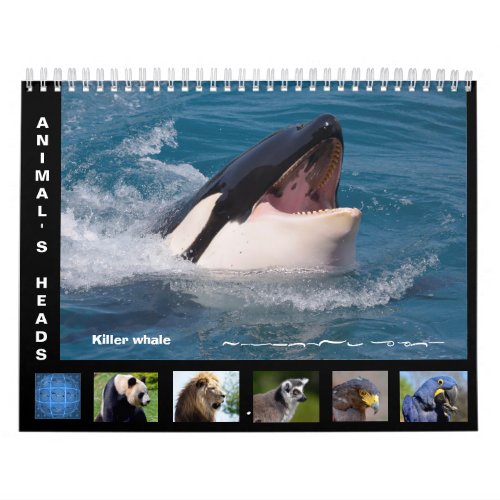 Animals heads 12 month calendar