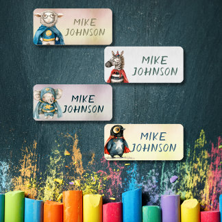 Animals Heroes waterproof kids name clothing Labels