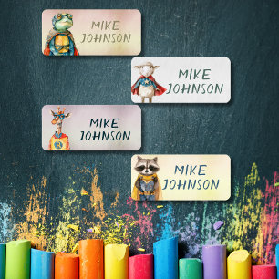 Animals Heroes waterproof kids name clothing Labels