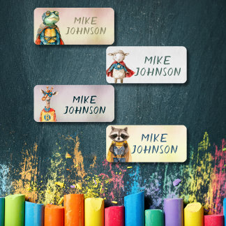 Animals Heroes waterproof kids name clothing Labels