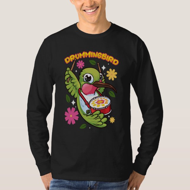 animals hummingbird drumming T-Shirt (Front)