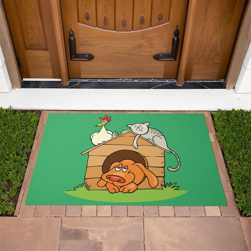 Animals In A Doghouse Doormat