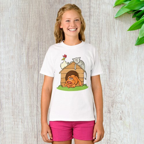 Animals In A Doghouse Girls T_Shirt