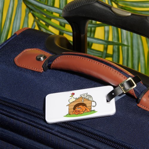 Animals In A Doghouse Luggage Tag