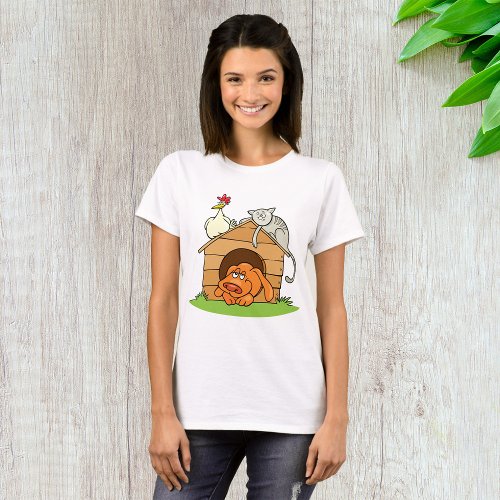 Animals In A Doghouse Womens T_Shirt