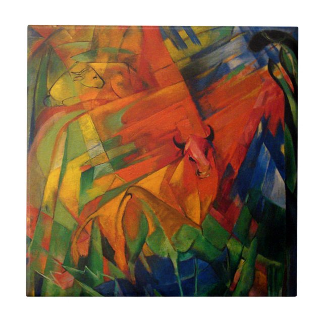 Animals in a Landscape by Franz Marc Ceramic Tile (Front)
