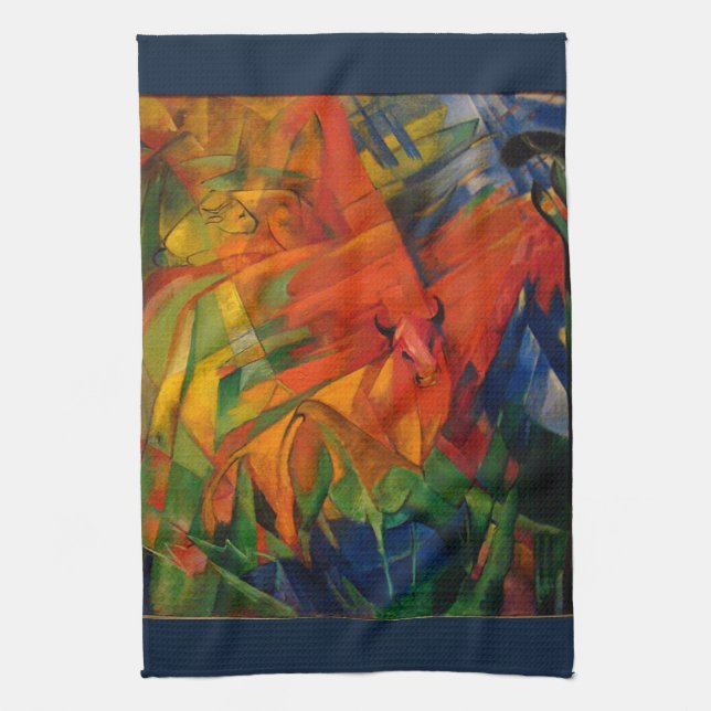 Animals in a Landscape by Franz Marc Kitchen Towel (Vertical)