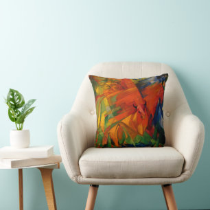 Animals in a Landscape by Franz Marc Throw Pillow