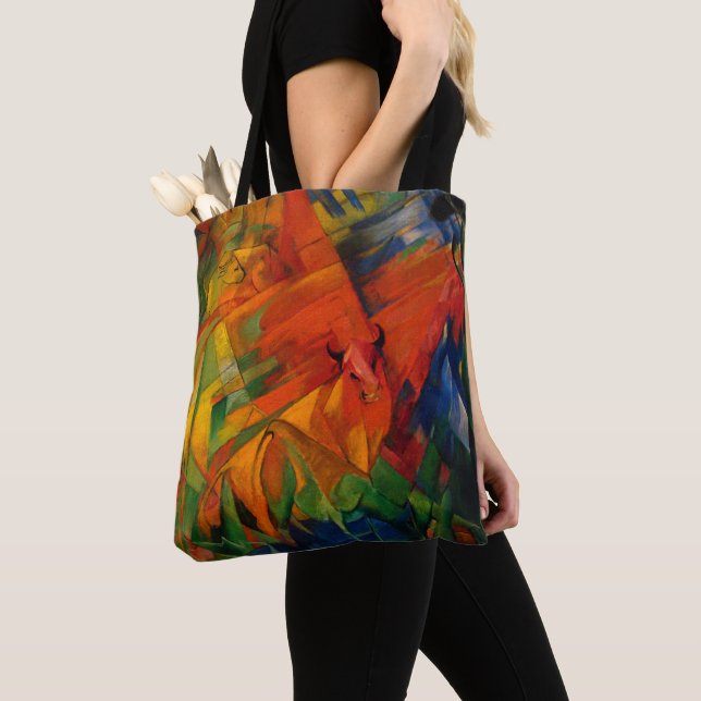 Animals in a Landscape by Franz Marc Tote Bag (Close Up)