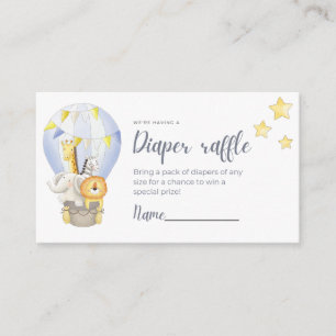 Animals in Hot Air Balloon Diaper Raffle Card