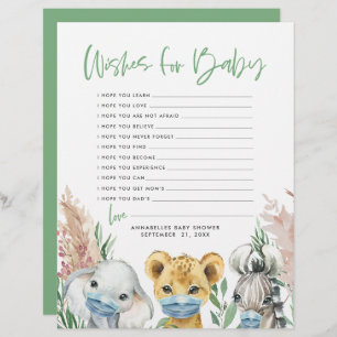 Animals in mask gender neutral wishes for baby let letterhead