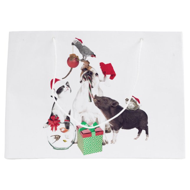 ANIMALS IN Santa hats GIFT BAGS (Front)