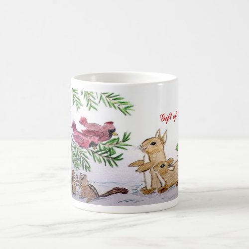 animals in snow christmas coffee mug
