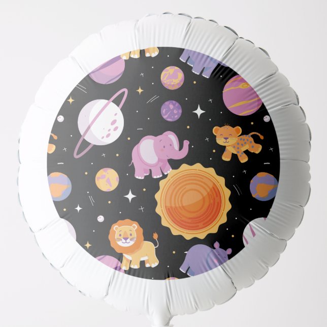 Animals in space birthday theme  balloon (Front)
