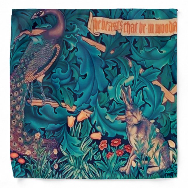 Animals in The Forest, William Morris Bandana (Front)