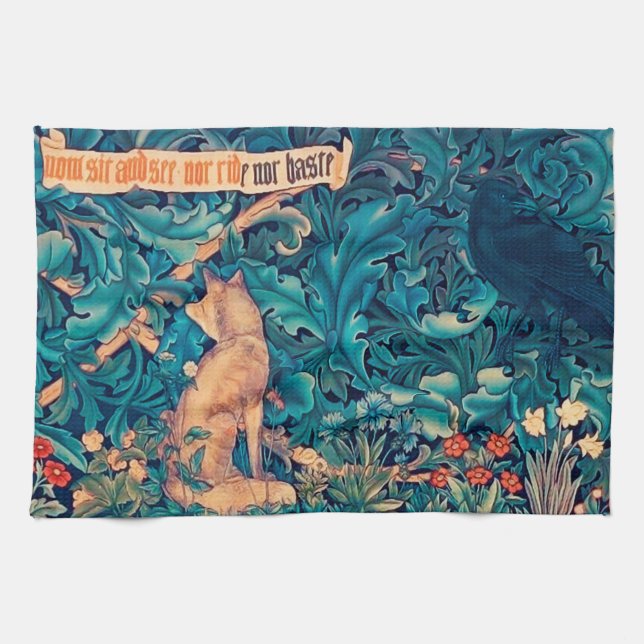 Animals in The Forest, William Morris Kitchen Towe Towel (Horizontal)