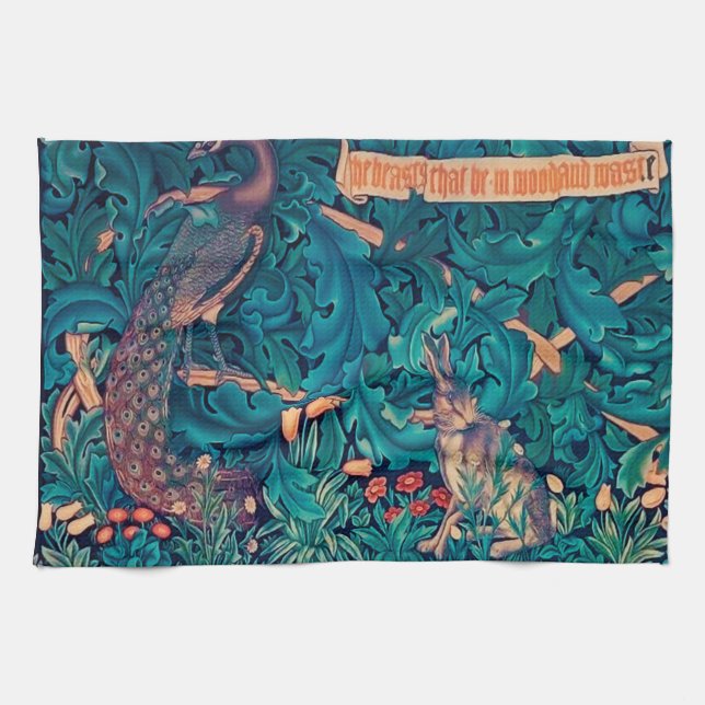 Animals in The Forest, William Morris Kitchen Towel (Horizontal)