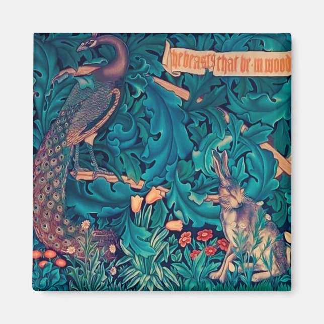 Animals in The Forest, William Morris Magnet (Front)