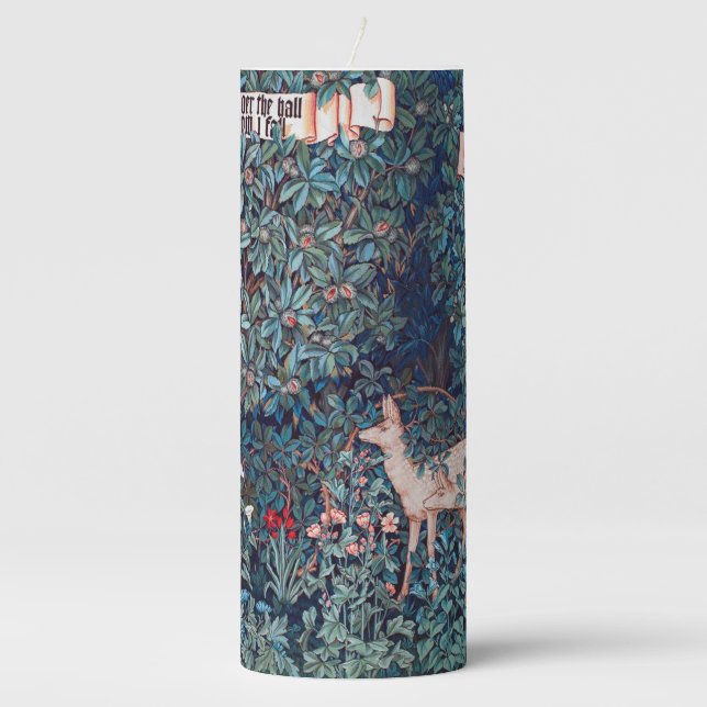 Animals in The Forest, William Morris Pillar Candle (Front)