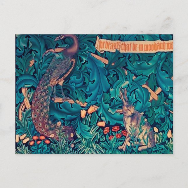 Animals in The Forest, William Morris Postcard (Front)