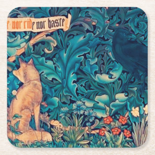 Animals in The Forest, William Morris Square Paper Coaster
