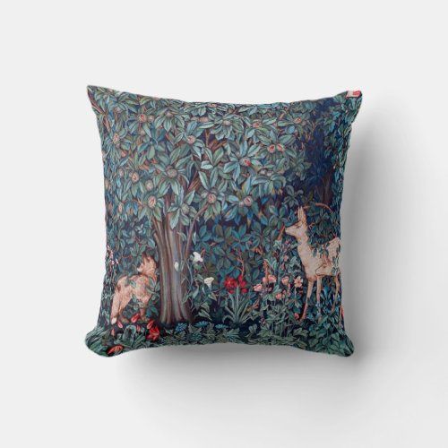 Animals in The Forest William Morris Throw Pillow