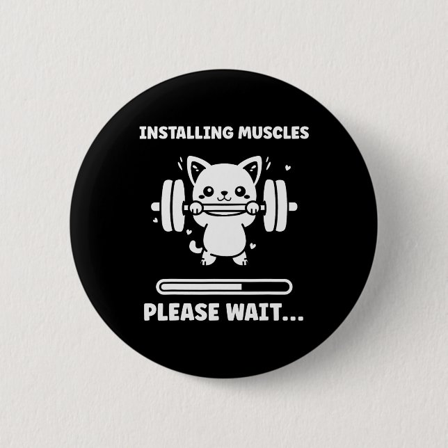 Animals Installing Muscles Fitness Bodybuilding Ca Button (Front)