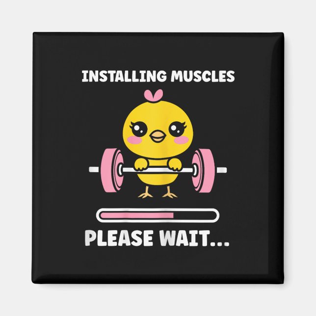 Animals Installing Muscles Fitness Bodybuilding Ch Magnet (Front)